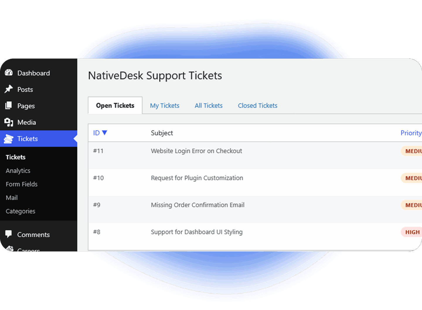 A screenshot of the NativeDesk dashboard